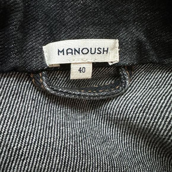 Manoush Denim Biker Jacket Motorcycle Washed Black Belted Size 40 US 8 - Picture 13 of 14